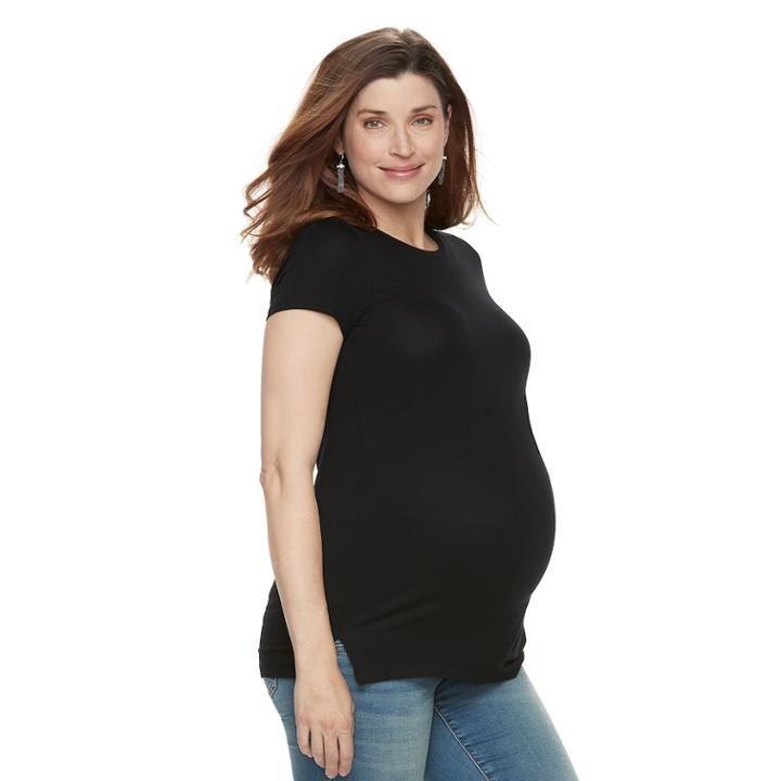 Maternity A:glow Pleated Tee, Women's, Size: Xs Maternity, Black
