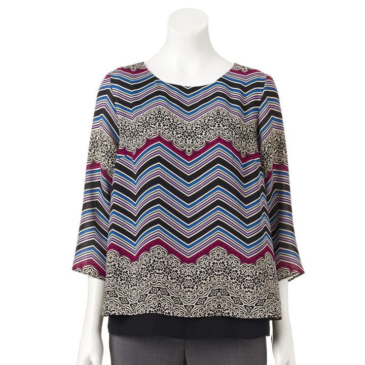 Women's Dana Buchman Zigzag Layered Top, Size: Xl, Dark Pink