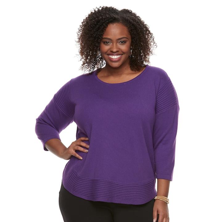Plus Size Dana Buchman Curved Hem Sweater, Women's, Size: 4xl, Lt Purple