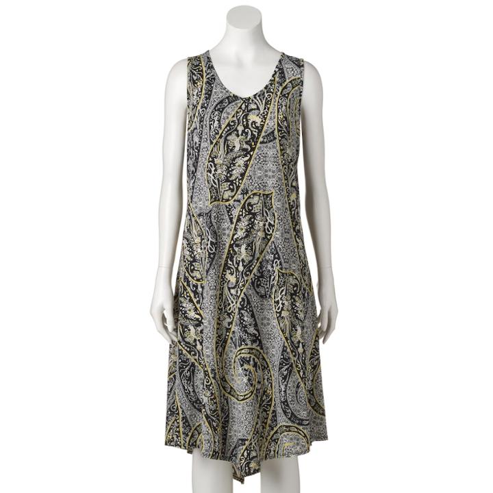 Women's World Unity Print Crochet Shift Dress, Size: Xl, Grey (charcoal)