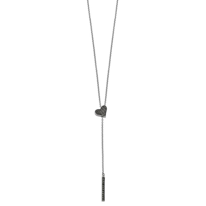 Brilliance Silver Plated Marcasite Heart Y Necklace, Women's, Size: 30