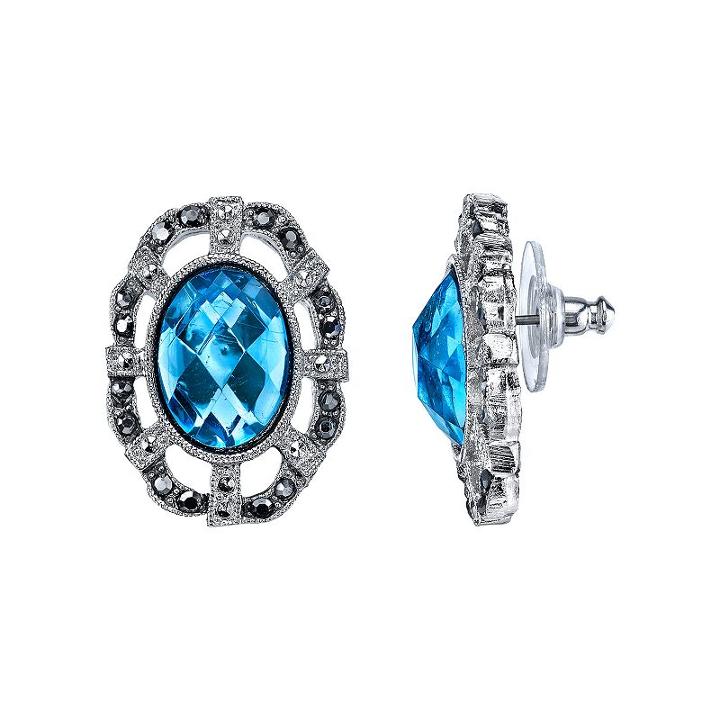 1928 Openwork Oval Drop Earrings, Women's, Multicolor