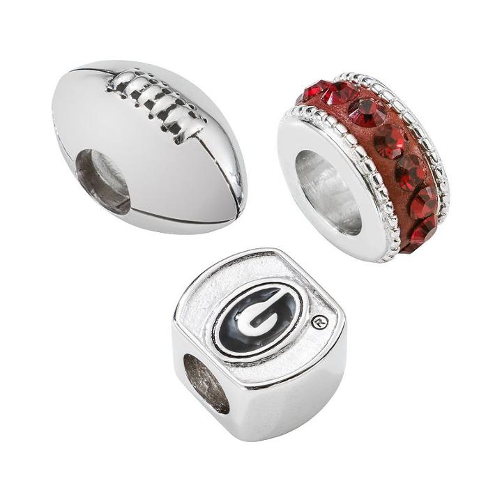 Logoart Georgia Bulldogs Sterling Silver Crystal Bead Set, Women's, Red