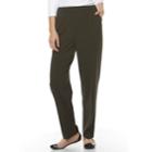 Women's Croft & Barrow&reg; Straight-fit Ruched Polished Pull-on Pants, Size: 10, Dark Green