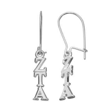 Logoart Zeta Tau Alpha Sorority Drop Earrings, Women's, Grey