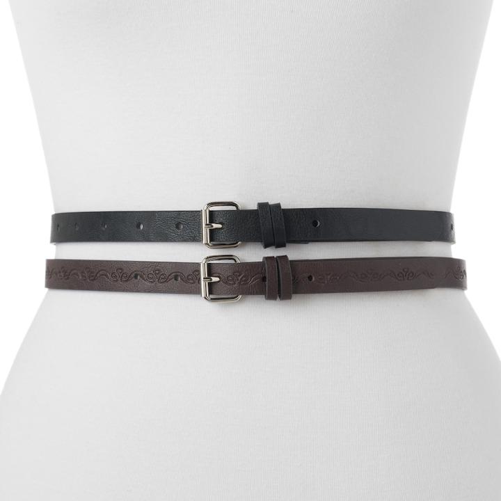 Women's Relic 2-for-1 Embossed Scrollwork Belt Set, Size: Medium, Brown Over