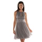 Jessica Howard Beaded Fit & Flare Halter Dress - Women's, Size: 14, Grey Other