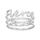 Lc Lauren Conrad Fierce Script Ring Set, Women's, Size: 7, Silver