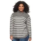 Plus Size Croft & Barrow&reg; Splitneck Cable-knit Sweater, Women's, Size: 1xl, Med Grey