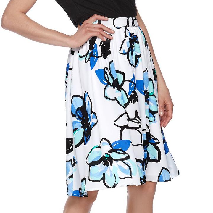 Women's Elle&trade; Floral Skirt, Size: Medium, White