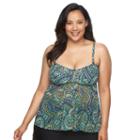 Plus Size Croft & Barrow&reg; Rising Day Tankini Top, Women's, Size: 26 W, Green