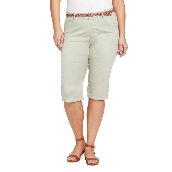 Plus Size Gloria Vanderbilt Sasha Skimmer Capris, Women's, Size: 24 W, Lt Green