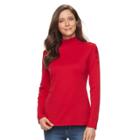 Women's Croft & Barrow&reg; Long Sleeve Mockneck Top, Size: Xl, Med Red