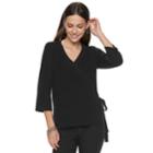 Women's Apt. 9® Faux-wrap V-neck Sweater, Size: Xl, Black