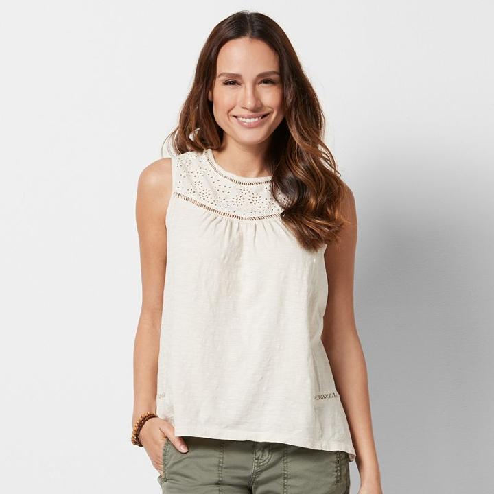 Petite Sonoma Goods For Life&trade; Split Eyelet Top, Women's, Size: Xs Petite, White Oth