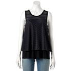 Women's Apt. 9&reg; Shadow-stripe Popover Top, Size: Medium, Black