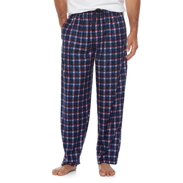 Men's Chaps Plaid Fleece Sleep Pants, Size: Small, Blue (navy)