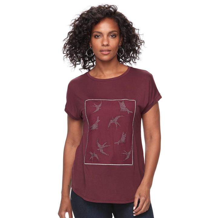 Women's Apt. 9&reg; Adorn Graphic Tee, Size: Xl, Red