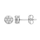 Sterling Silver 1/4 Carat T.w. Diamond Cluster Stud Earrings, Women's, White