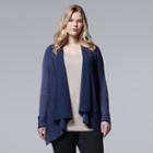 Plus Size Simply Vera Vera Wang Flyaway Cardigan, Women's, Size: 0x, Blue (navy)