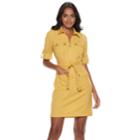 Women's Sharagano Zip-front Shirt Dress, Size: 10, Yellow
