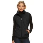 Women's Weathercast Fleece-lined Quilted Vest, Size: Large, Black