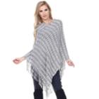 Women's White Mark Fringe Poncho, Grey