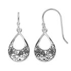 Silver Luxuries Marcasite Filigree Teardrop Earrings, Women's, Grey