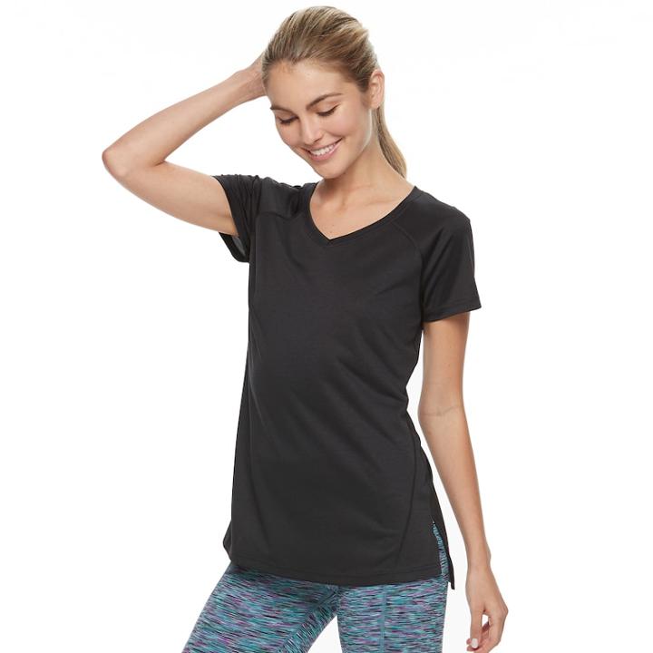 Women's Tek Gear Performance Baselayer Side-slit Tee, Size: Small, Black