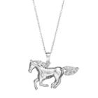 Sterling Silver 1/10 Carat T.w. Diamond Horse Pendant Necklace, Women's, Size: 18, White