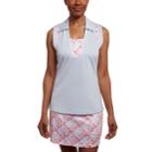 Women's Pebble Beach Textured Insets Sleeveless Golf Polo, Size: Large, Turquoise/blue (turq/aqua)