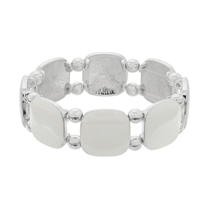 Epoxy Chicklet Stretch Bracelet, Women's, White