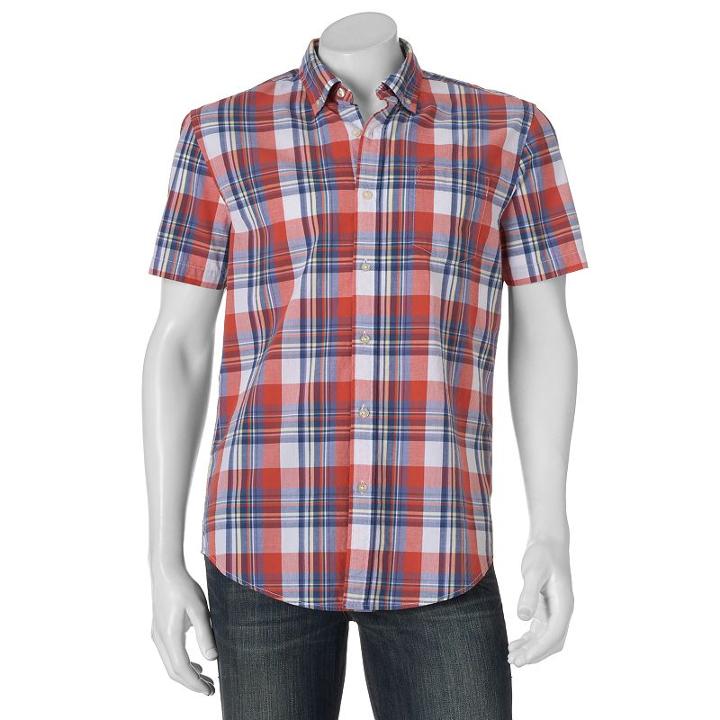 Men's Sonoma Goods For Life&trade; Modern-fit Poplin Button-down Shirt, Size: Large, Orange
