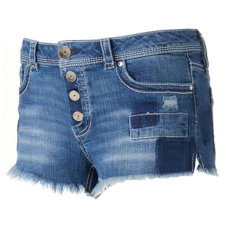 Juniors' Almost Famous Exposed Button Patch Shortie Jean Shorts, Girl's, Size: 0, Orange Oth