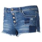 Juniors' Almost Famous Exposed Button Patch Shortie Jean Shorts, Girl's, Size: 0, Orange Oth