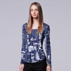 Petite Simply Vera Vera Wang Printed Tee, Women's, Size: S Petite, Dark Blue