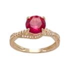 10k Gold Lab-created Ruby & White Sapphire Crisscross Ring, Women's, Size: 8, Red
