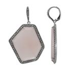 Lavish By Tjm Sterling Silver Pink Opal Drop Earrings - Made With Swarovski Marcasite, Women's