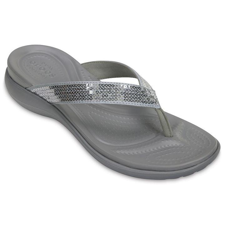 Crocs Capri V Women's Sequin Sandals, Size: 10, Silver