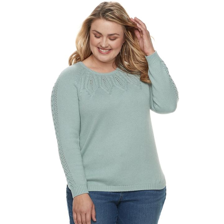 Plus Size Sonoma Goods For Life&trade; Cable Knit Sweater, Women's, Size: 4xl, Med Blue