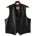 Men's Excelled Button-front Leather Vest, Size: Xl, Black