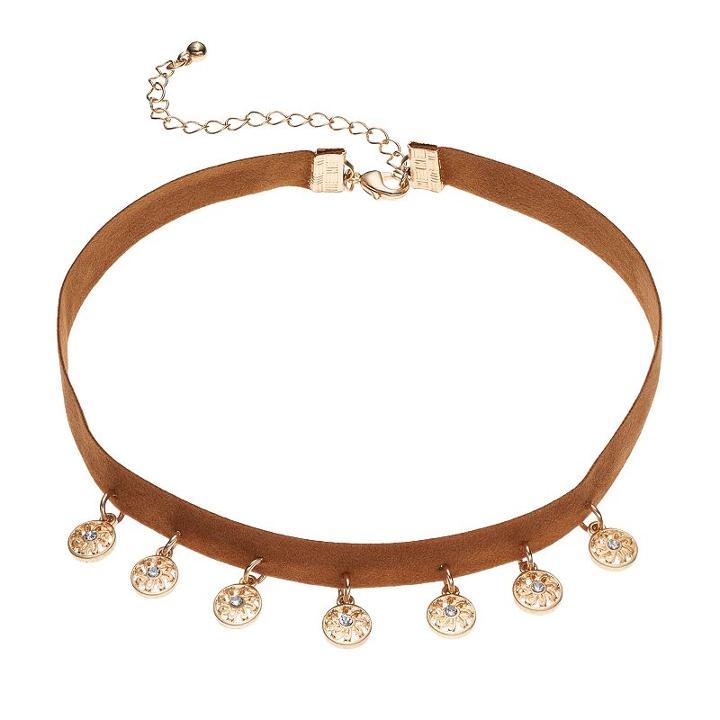 Brown Swirling Disc Choker Necklace, Women's, Brown Oth