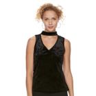 Juniors' Candie's&reg; Velvet Choker Tank, Size: Medium, Black