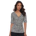 Women's Dana Buchman Printed Surplice Top, Size: Medium, Lt Beige
