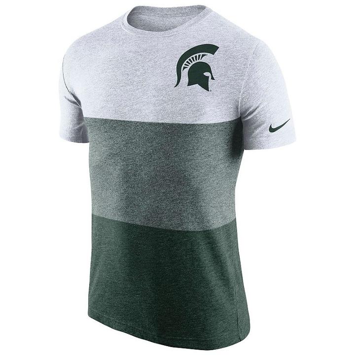 Men's Nike Michigan State Spartans Triblend Colorblock Tee, Size: Xl, White Oth