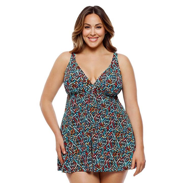 Plus Size Croft & Barrow&reg; Tummy Slimmer Swimdress, Women's, Size: 20 W, Ovrfl Oth