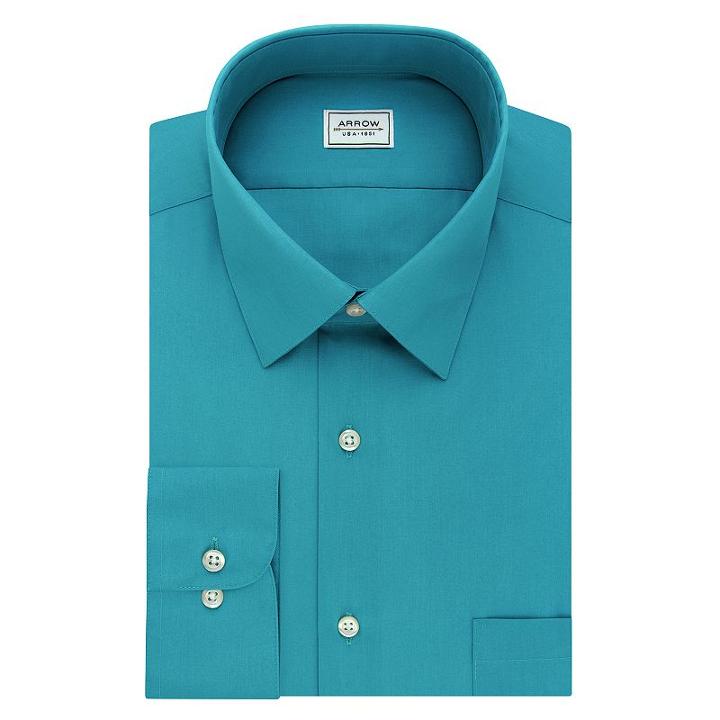Men's Arrow Athletic-fit Solid Wrinkle-free Spread-collar Dress Shirt, Size: Xl-32/33, Ovrfl Oth