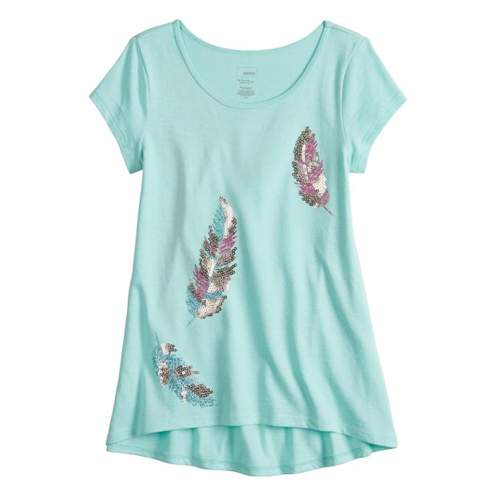Girls 4-12 Sonoma Goods For Life&trade; Sequin High-low Hem Tee, Size: 10, Blue