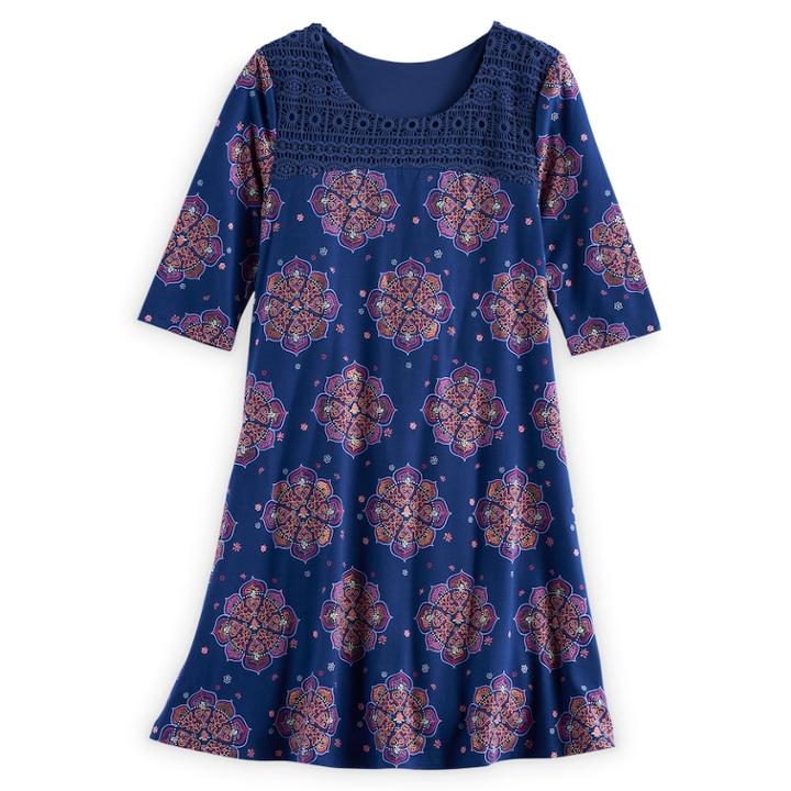 Girls 7-16 & Plus Size Mudd&reg; Crochet Yoke Dress, Size: 16, Dark Blue
