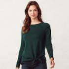 Women's Lc Lauren Conrad Knot Crewneck Sweater, Size: Large, Turquoise/blue (turq/aqua)